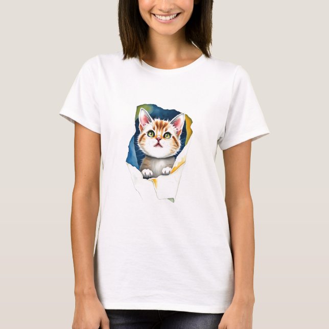 Camiseta Gato Adorável: Um Design Puro de Cuteness 🐾 ✨ (Frente)