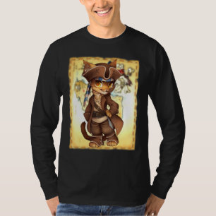 Camiseta Gato Adorável Vestido Como Um Tesouro Pirata M
