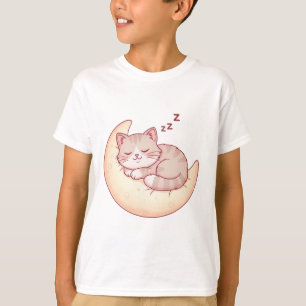 Camiseta Gato Adormecido em uma Almofada de Lua – Soneca Ac