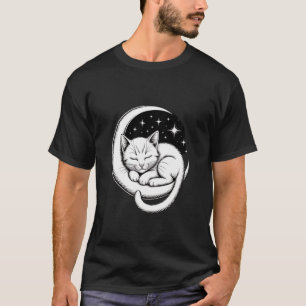 Camiseta Gato Adormecido na Lua Crescente