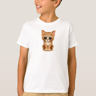 Camiseta Gato alaranjado bonito triste do gatinho do gato