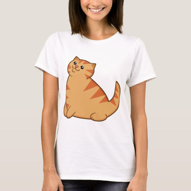 Camiseta Gato alaranjado gordo feliz (Frente)