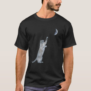 Camiseta Gato Alcançando a Lua Gato Fofinho de Mulher