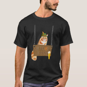 Camiseta Gato alemão engraçado com uma cerveja Oktoberfest