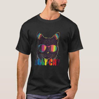 Camiseta Gato Aliado LGBT Divertido Arco-íris Orgulho Gay