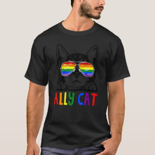 Camiseta Gato Aliado Lgbt Gay Arco-íris Bandeira do Orgulho