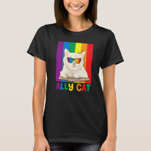 Camiseta Gato Aliado Lgbt Gay Arco-íris Bandeira do Orgulho