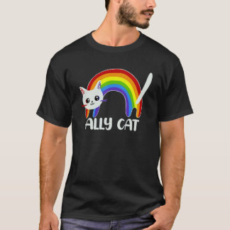Camiseta Gato Aliado Lgbt Gay Arco-íris Bandeira Orgulho Me