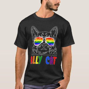 Camiseta Gato Aliado Lgbt Gay Bandeira do Orgulho Arco-Íris