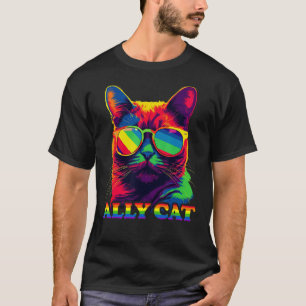 Camiseta Gato Aliado LGBT Orgulho Gay Bandeira Arco-Íris LG