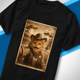 Camiseta Gato Alien Cowboy Selvagem Oeste Divertido Ficção 