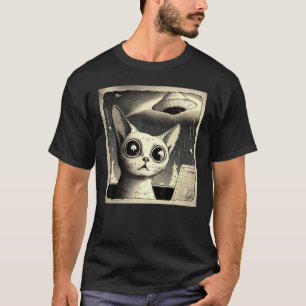 Camiseta Gato Alien UFO Selfie