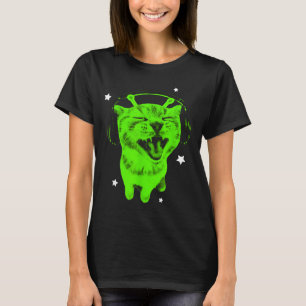 Camiseta Gato Alienigena Divertido Meme Y2k Retro Gato Bobo