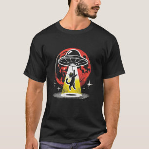 Camiseta Gato Alienígena Espacial OVNI Raio Cósmico Retro G