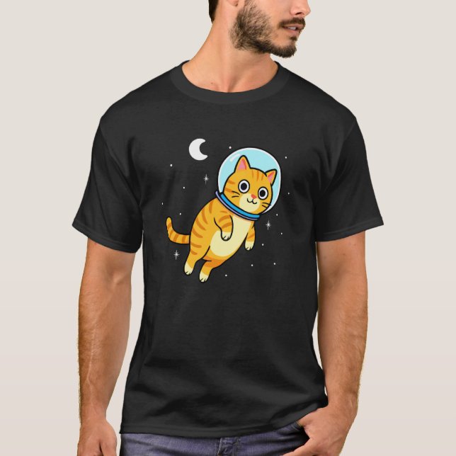 Camiseta Gato Amante de Animais Astronauta Espaço Lua Mãe P (Frente)