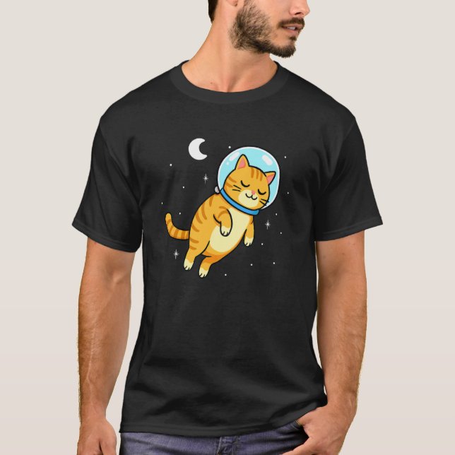 Camiseta Gato Amante de Animais Astronauta Espaço Lua Mãe P (Frente)