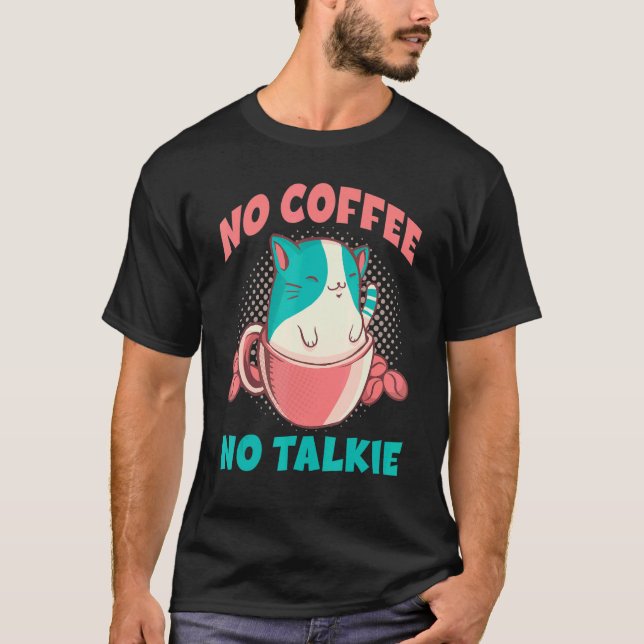 Camiseta Gato Amante de Café Sem Café Sem Conversa (Frente)
