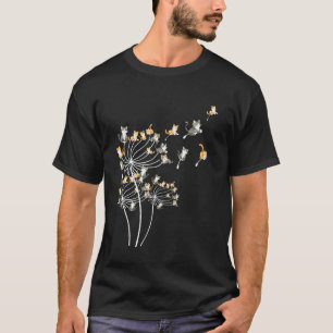 Camiseta Gato Amante de Dente-de-Leão Fãs de Gato Flor Voar