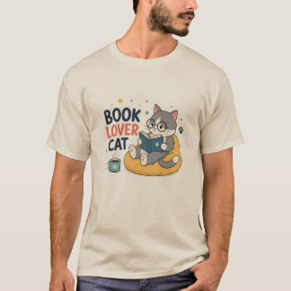 Camiseta Gato Amante de Livros Fofo Ilustração de Gato Leit