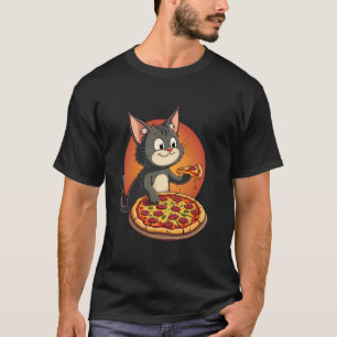 Camiseta Gato Amante de Pizza Fatia de Pizza Queijosa Fofa