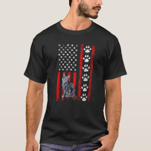 Camiseta Gato American Shorthair 4 de Julho Patriótico Amer