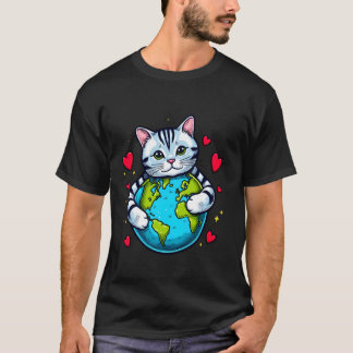 Camiseta Gato American Shorthair Abraço do Dia da Terra Amo