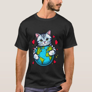 Camiseta Gato American Shorthair Dia da Terra Abraço Amor D