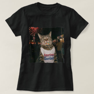 Camiseta Gato American Shorthair Fogos de Artifício Pirulit