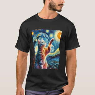 Camiseta Gato American Shorthair Pintura Noite Estrelada