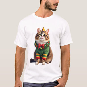Camiseta Gato Americano de Longo Cabelo Maine Coon de Natal