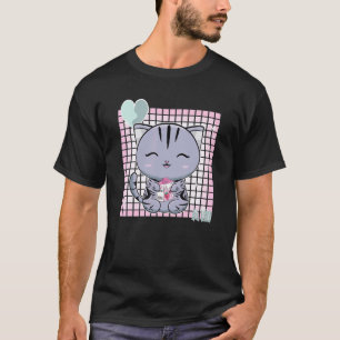 Camiseta Gato Americano de Pelo Curto Fofo Shake de Leite d