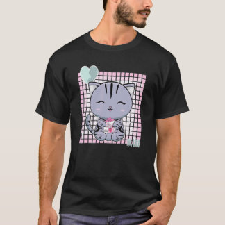 Camiseta Gato Americano de Pelo Curto Fofo Shake de Leite d