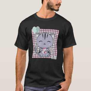 Camiseta Gato Americano de Pelo Curto Fofo Shake de Leite d
