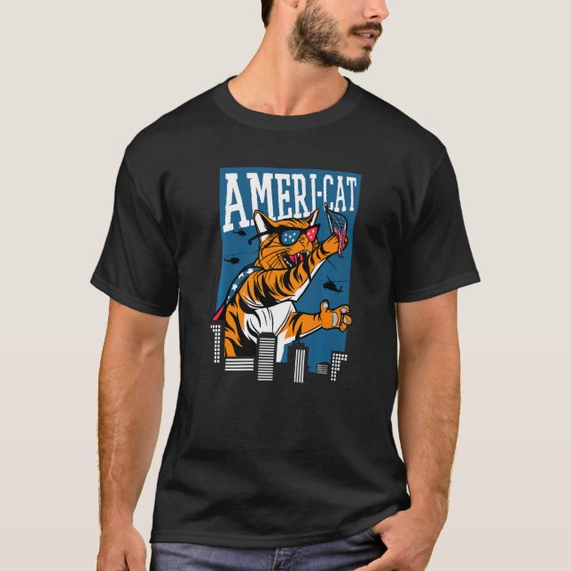Camiseta Gato Americano Gigante Ameri Cat 4 De Julho (Frente)