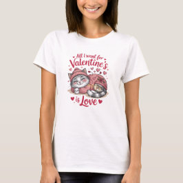 Camiseta Gato Amoroso Aconchegante Dia dos Namorados
