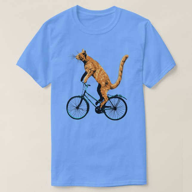 Camiseta Gato Andando    Bicicleta Engraçado Tee Gato para  (Frente do Design)