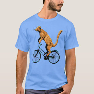 Camiseta Gato Andando Bicicleta Engraçado Tee Gato para
