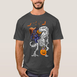 Camiseta Gato Andando Dinossauro Pumpkin Crianças de Hallow