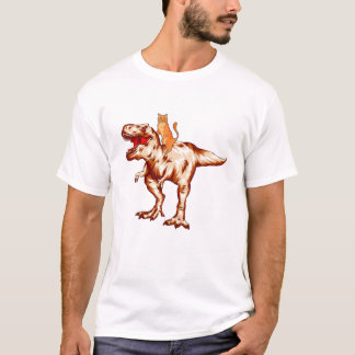 Camiseta Gato Andando Dinossauro T Rex Tyrannosaurus Kitten