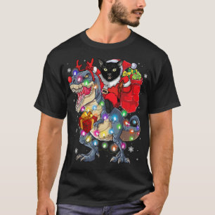 Camiseta Gato Andando Um Dinossauro T Rex No Natal Gifes Pe