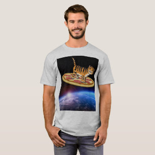 Camiseta GATO ANDANDO UMA PIZZA EM T-shirts engraçadas ESPA