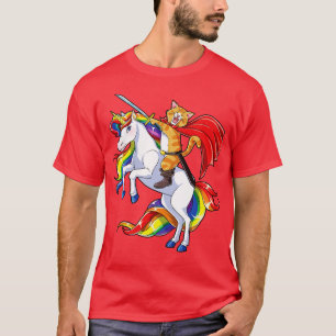 Camiseta Gato Andando Unicórnio para Mulheres Meninas Menin