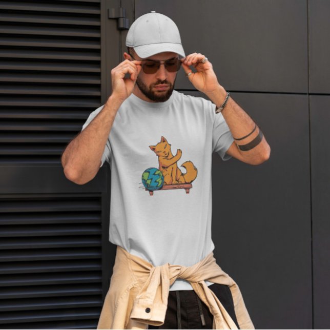 Camiseta Gato Animal Brincando Com O Planeta (Criador carregado)