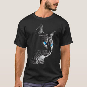 Camiseta Gato Animal de Estimação - Olhos Azuis Arte Gato