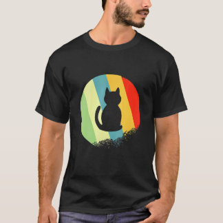 Camiseta Gato Animal Redondo Com Cores Retro