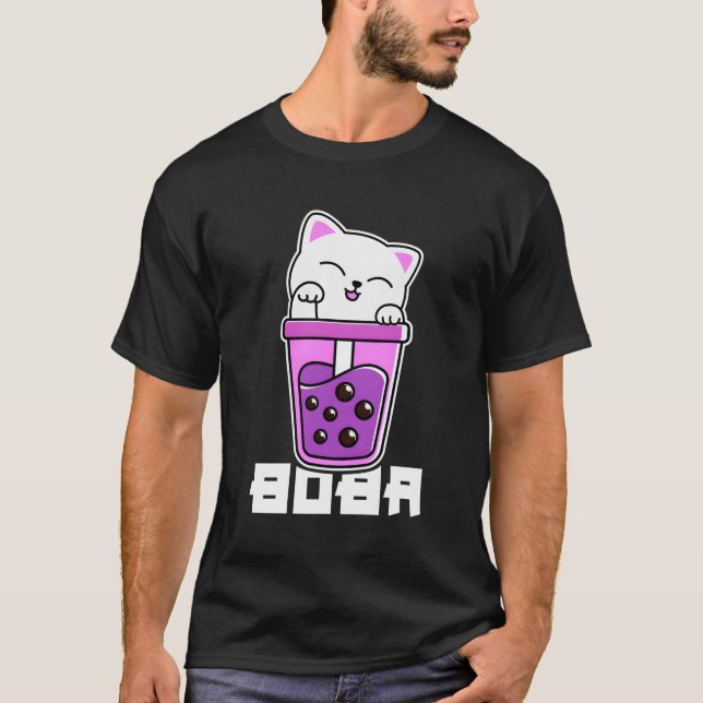 Camiseta Gato Animo Bubble Tea Boba Neko Kawaii N (Frente)