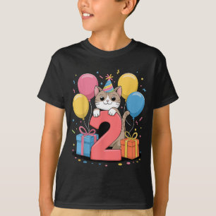 Camiseta Gato aniversário de 2 anos para menino menina 2 an