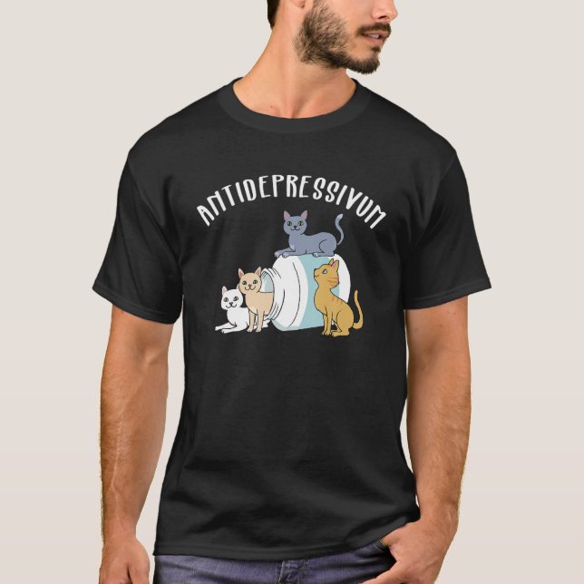 Camiseta Gato Antidepressivo Engraçado (Frente)