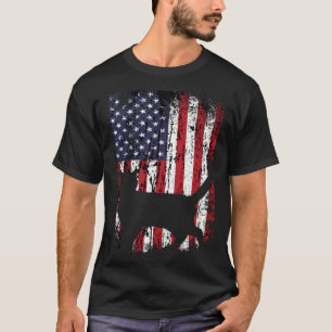 Camiseta Gato Antigo Bandeira EUA Animais
