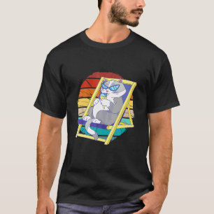 Camiseta Gato Antigo Comendo Sorvete Usando Óculos de Sol